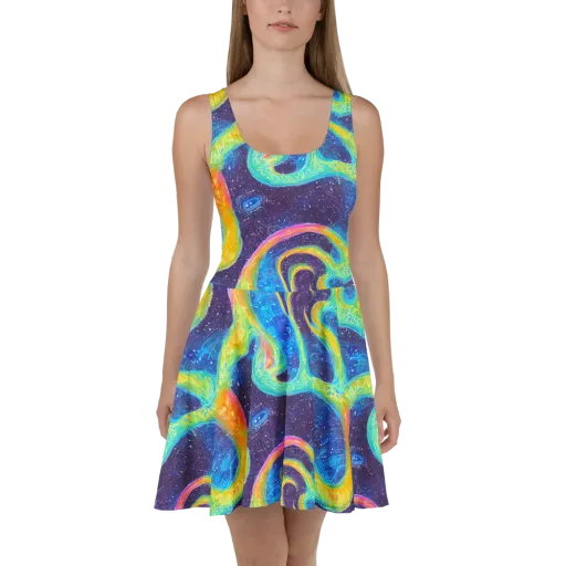 Oceanic Voltage on a Skater Dress