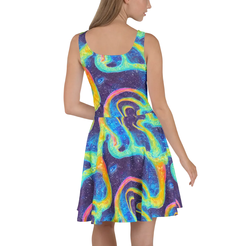 Oceanic Voltage on Skater Dress — Back