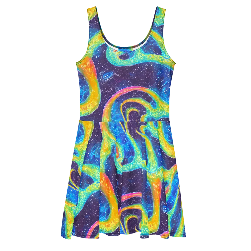 Oceanic Voltage on Skater Dress — Front