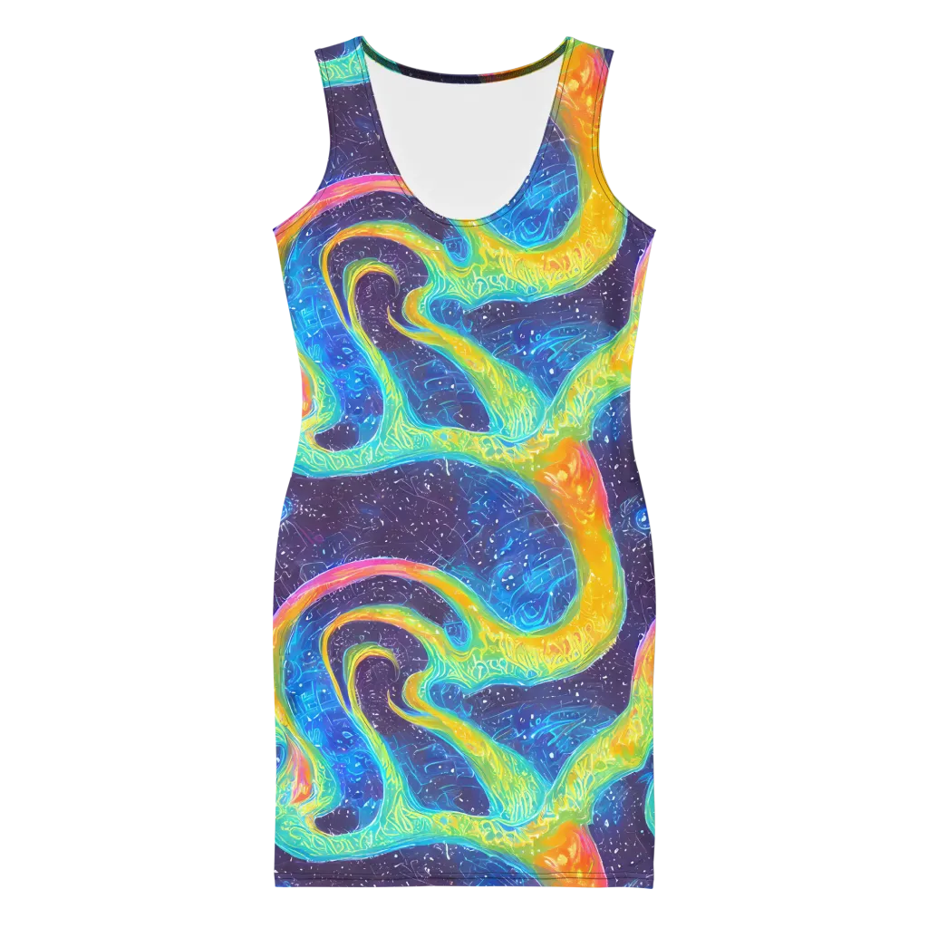 Oceanic Voltage on Bodycon Dress — Front