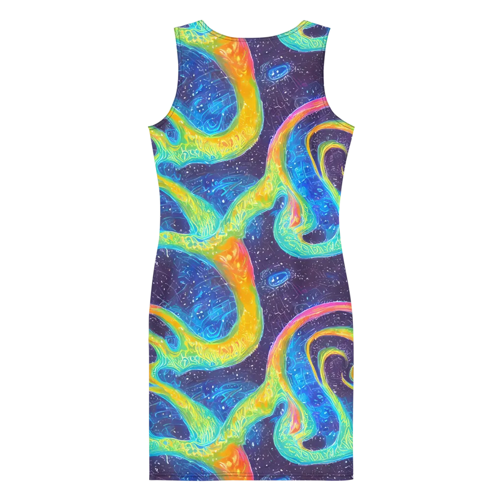 Oceanic Voltage on Bodycon Dress — Back