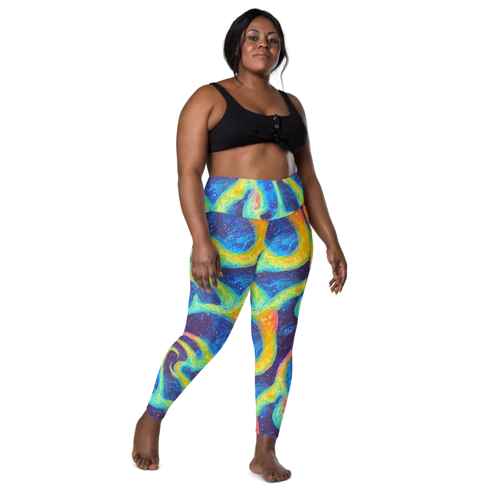 Oceanic Voltage on Leggings with Pockets — Front