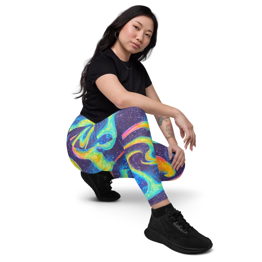 Oceanic Voltage on Leggings with Pockets — Right Front