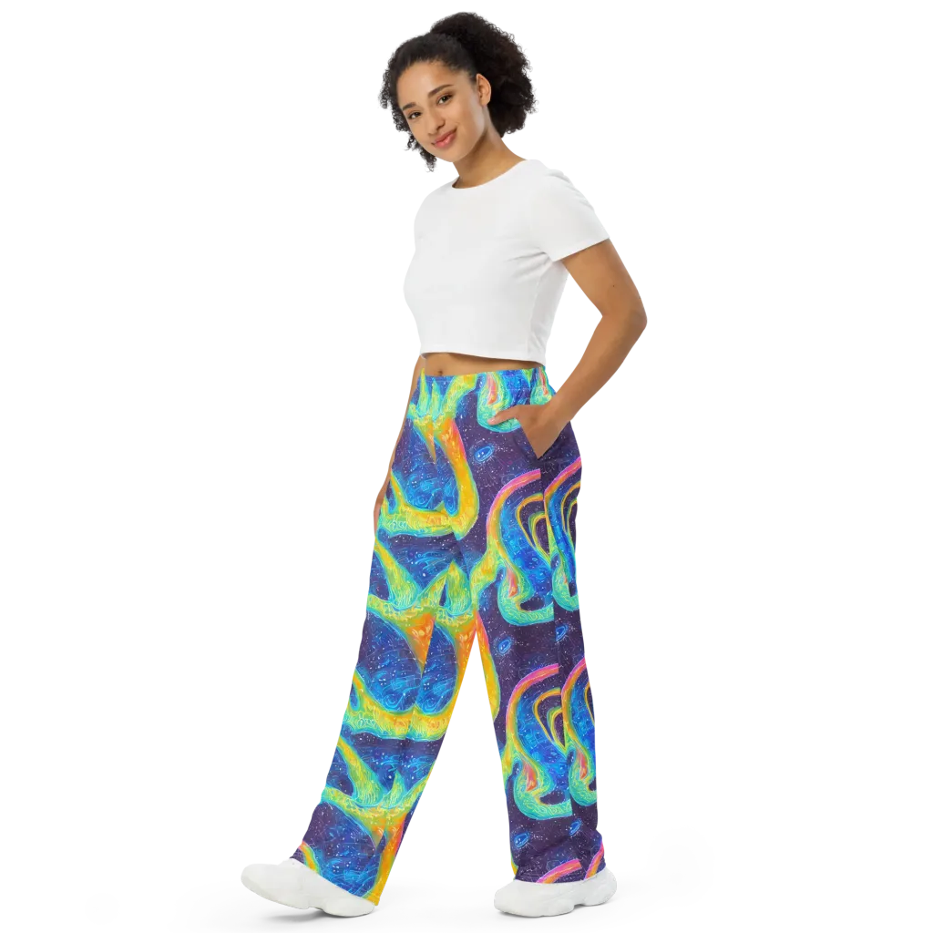 Oceanic Voltage on Wide-Leg Pants — Left Front