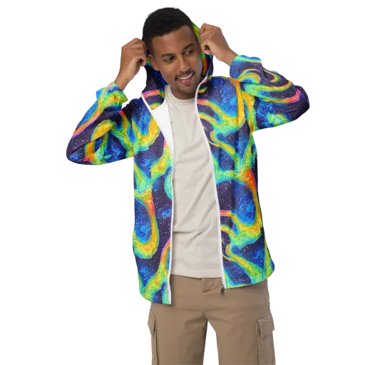 Oceanic Voltage on a Men's Windbreaker
