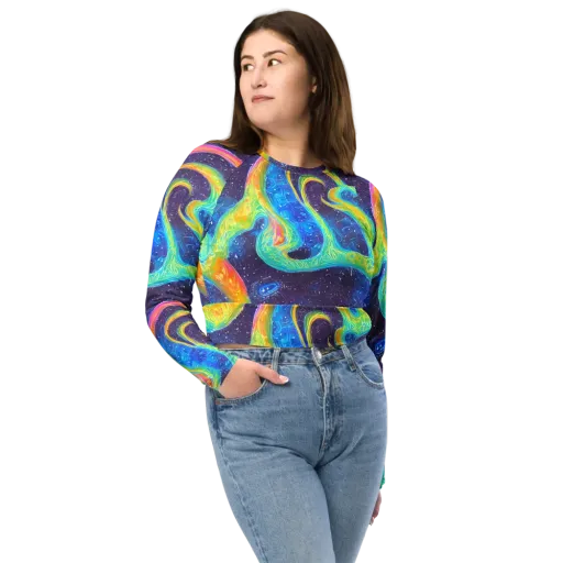 Oceanic Voltage on a Long Sleeve Crop Top