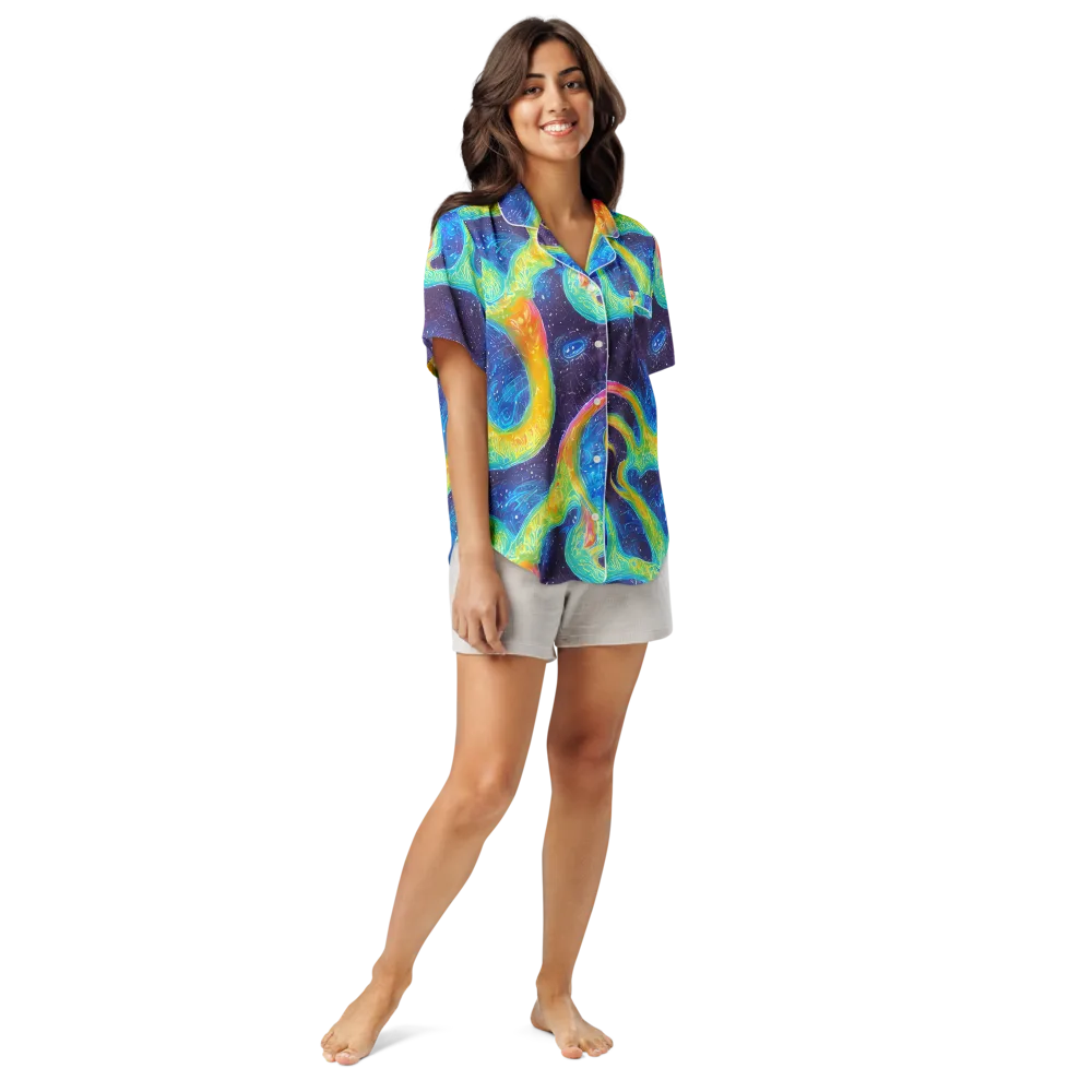 Oceanic Voltage on Women's Short Sleeve Pajama Top — Front
