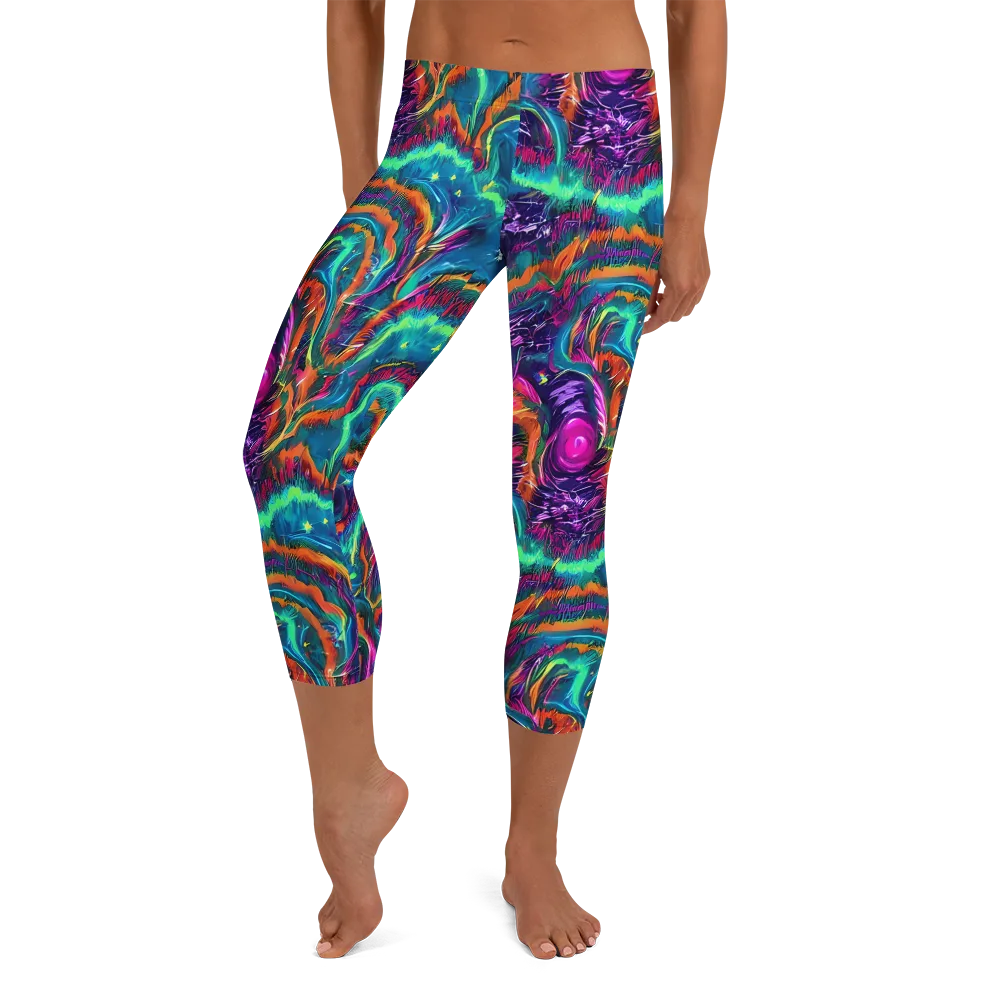 Dreamwave Bloom on Capri Leggings — Front