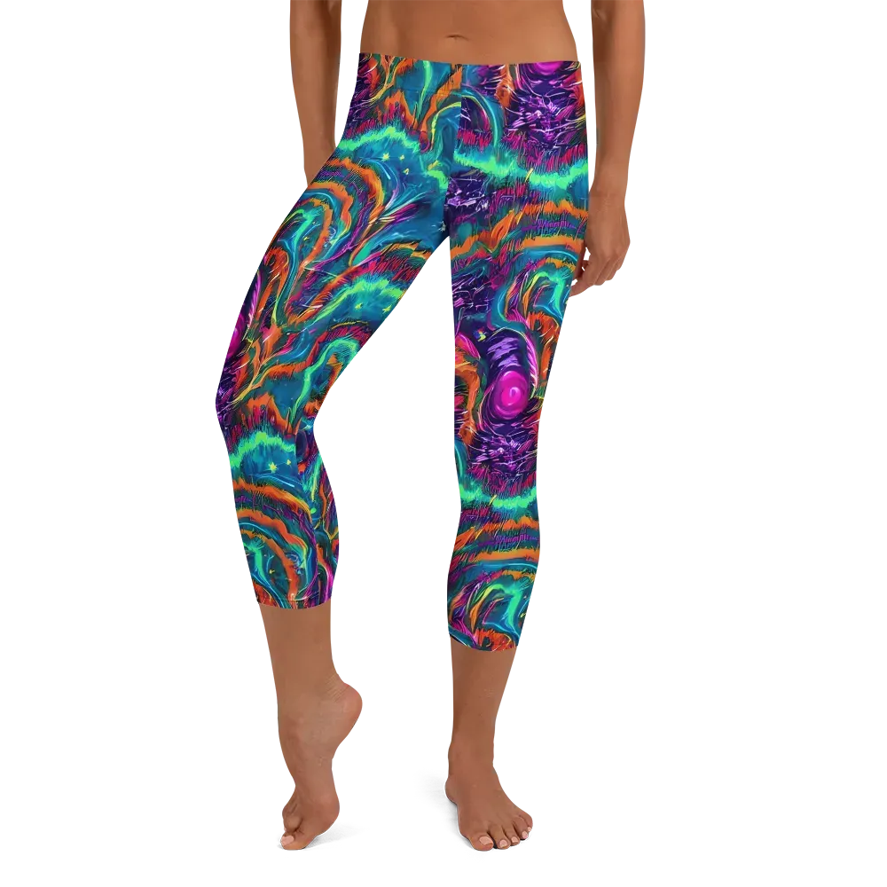 Dreamwave Bloom on Capri Leggings — Front
