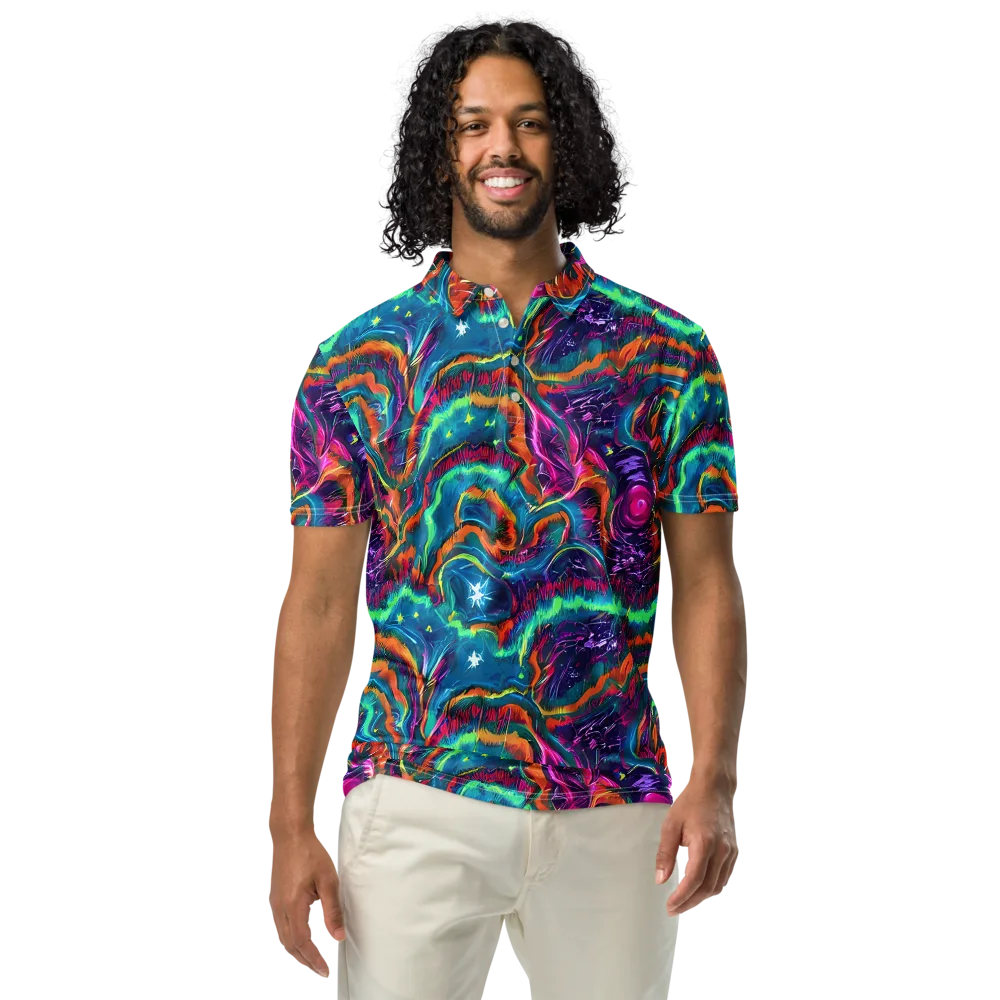 Dreamwave Bloom on Men's Slim Fit Polo Shirt — Front