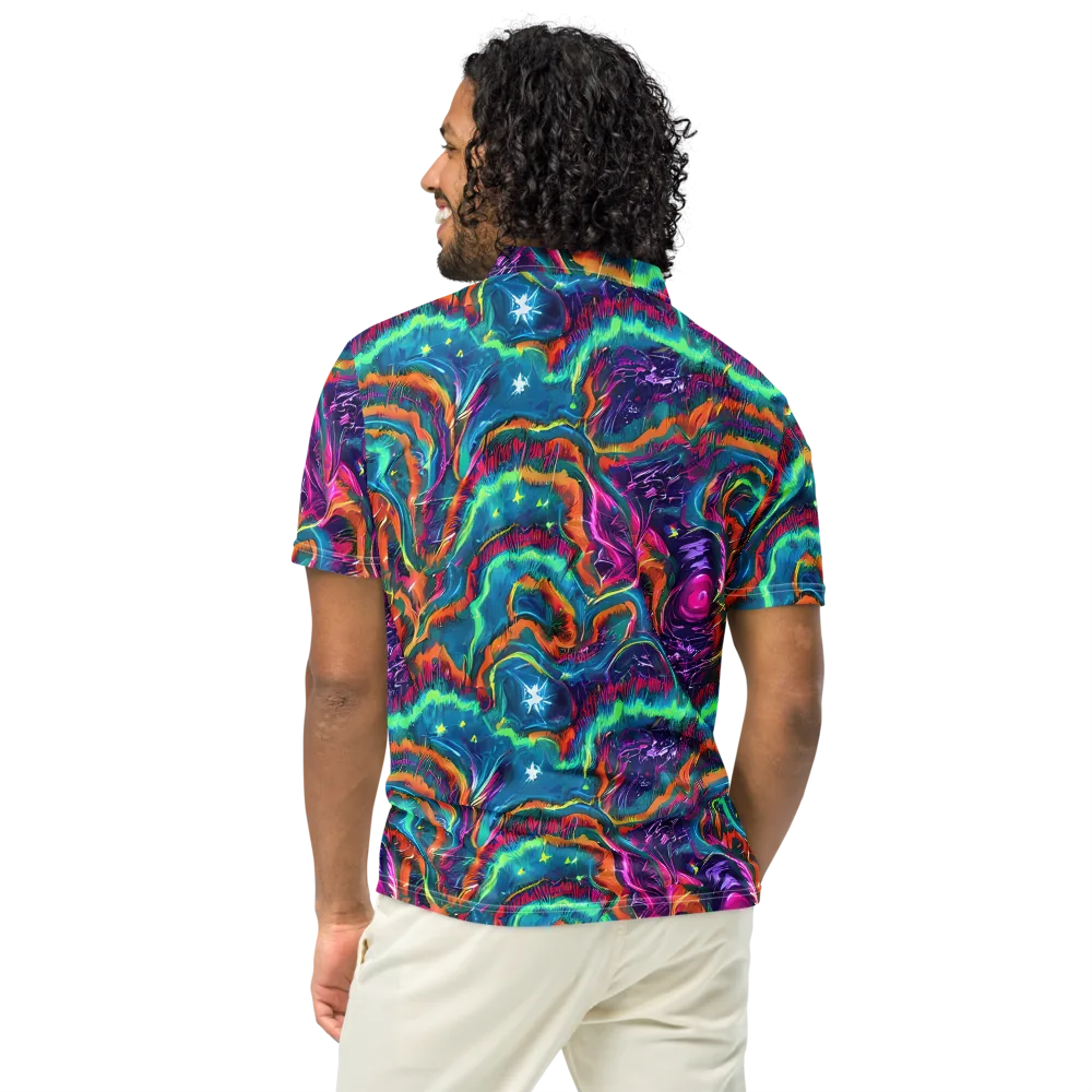 Dreamwave Bloom on Men's Slim Fit Polo Shirt — Back
