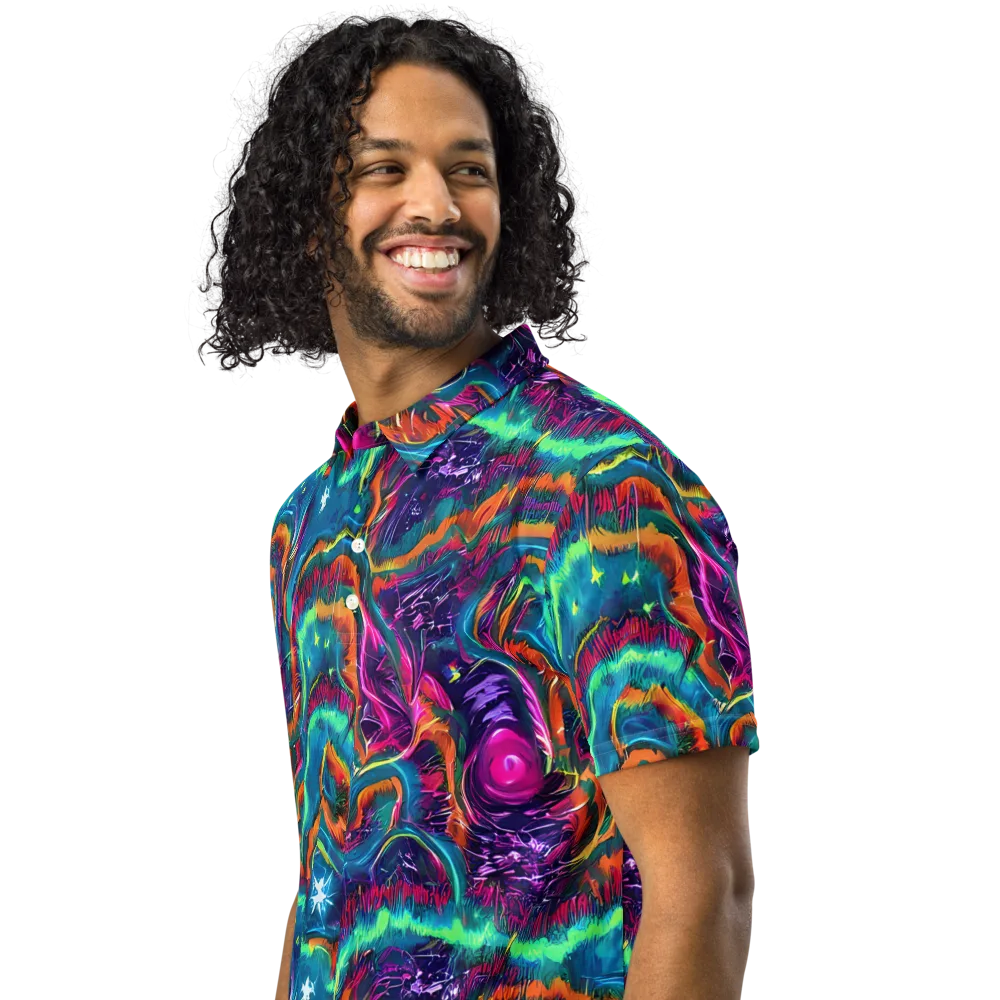 Dreamwave Bloom on Men's Slim Fit Polo Shirt — Left Front
