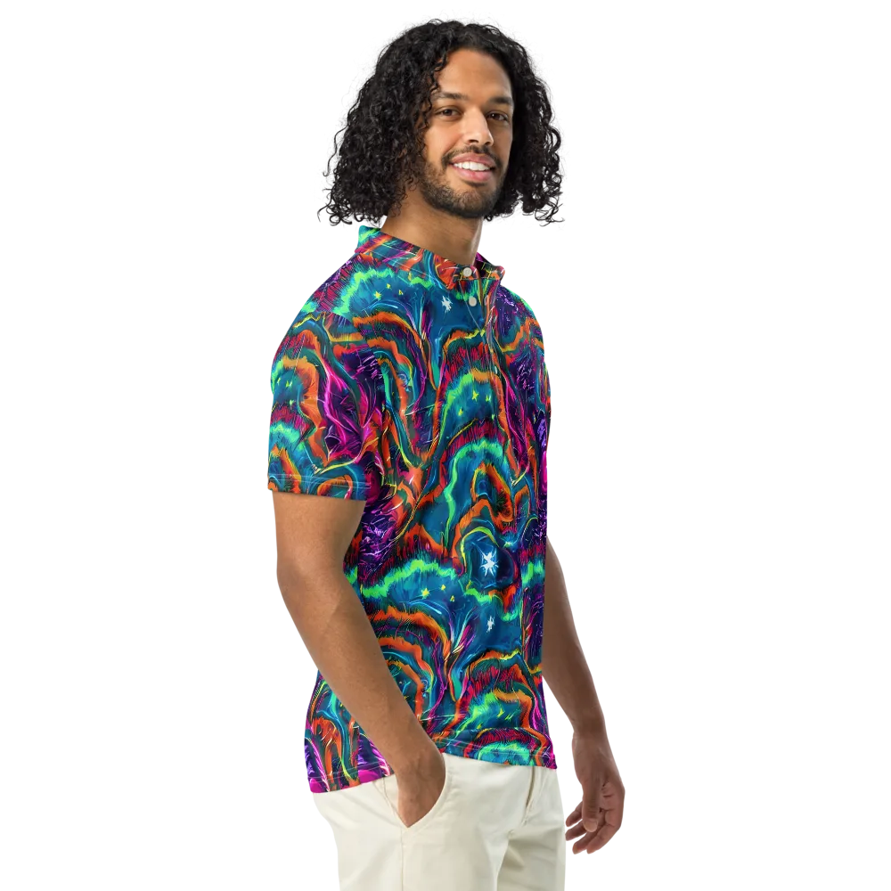 Dreamwave Bloom on Men's Slim Fit Polo Shirt — Right Front