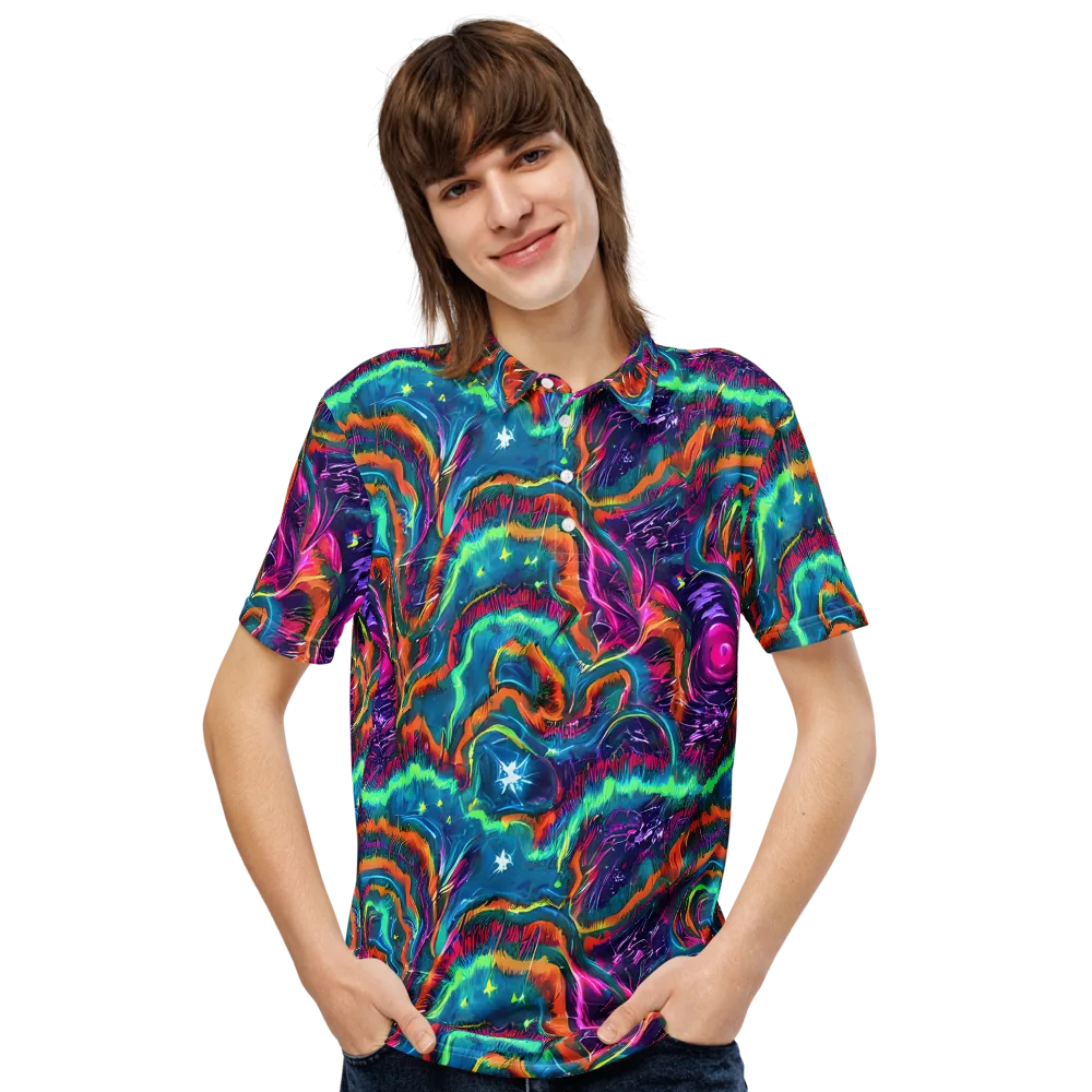 Dreamwave Bloom on Men's Slim Fit Polo Shirt — Front