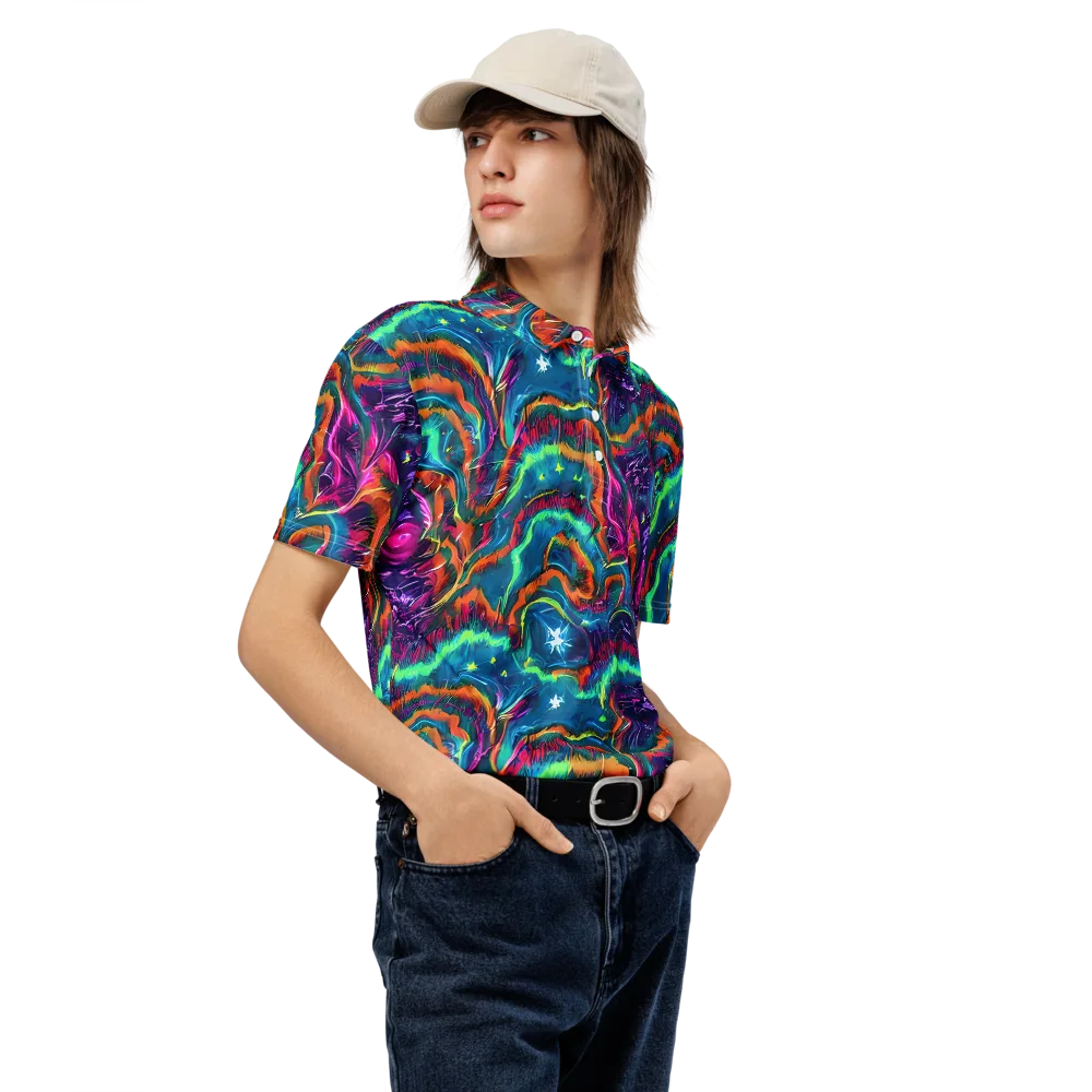 Dreamwave Bloom on Men's Slim Fit Polo Shirt — Right Front