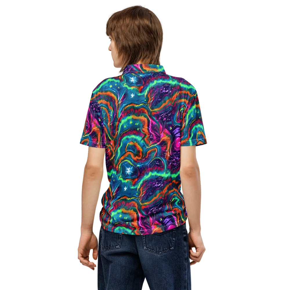 Dreamwave Bloom on Men's Slim Fit Polo Shirt — Back
