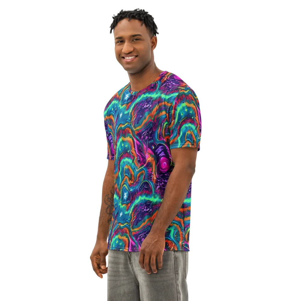 Dreamwave Bloom on Men's Cotton Crew Neck T-Shirt — Left Front