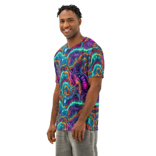 Dreamwave Bloom on a Men's Cotton Crew Neck T-Shirt