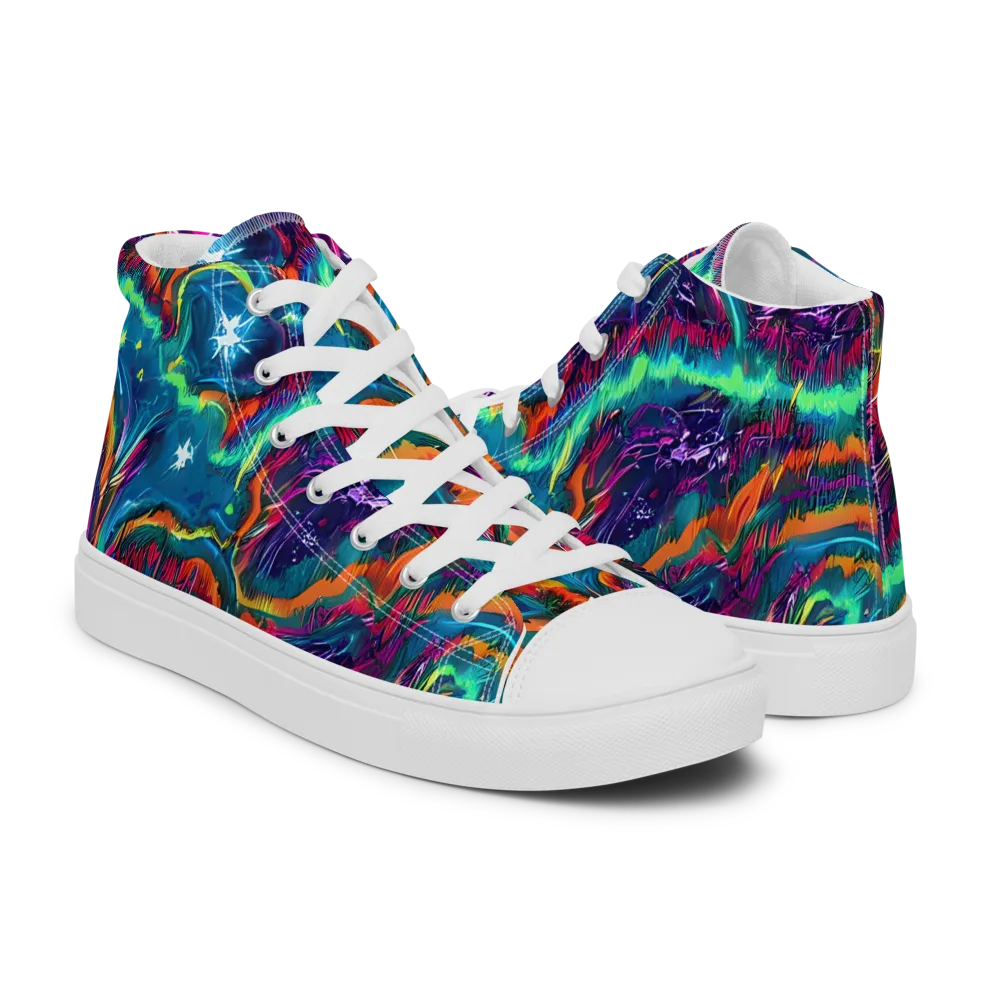 Dreamwave Bloom on Men's High Top Canvas Shoes — Right