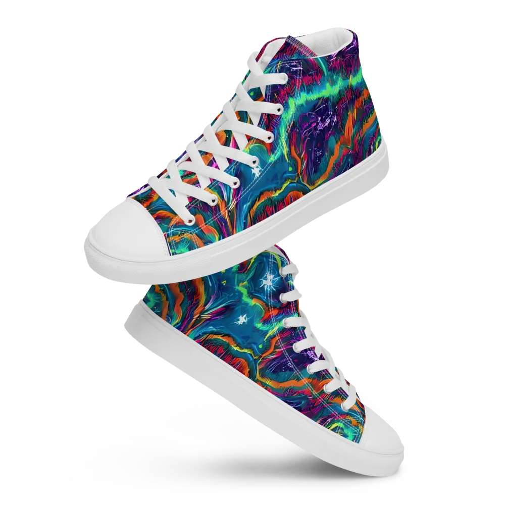 Dreamwave Bloom on Men's High Top Canvas Shoes — Front