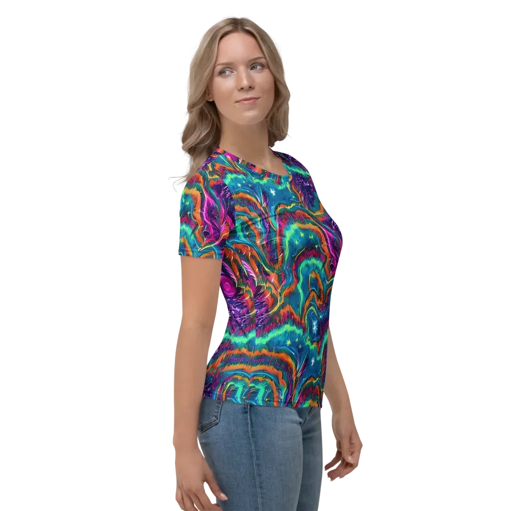 Dreamwave Bloom on Women's Crew Neck T-Shirt — Right