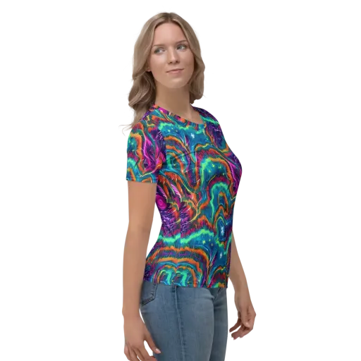 Dreamwave Bloom on a Women's Crew Neck T-Shirt