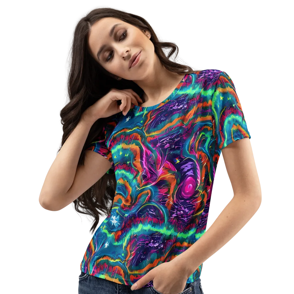 Dreamwave Bloom on Women's Crew Neck T-Shirt — Left Front