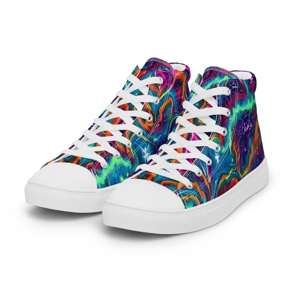Dreamwave Bloom on Women's High Top Canvas Shoes — Left Front