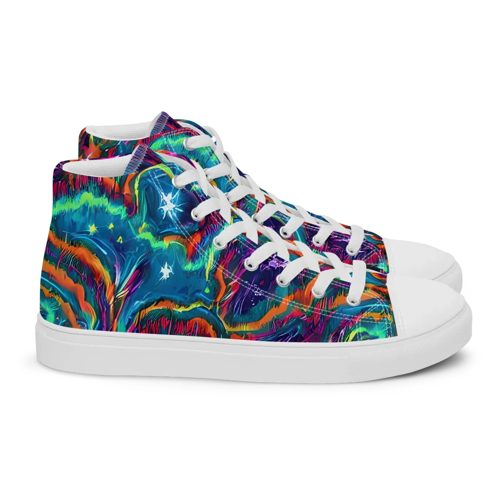 Dreamwave Bloom on Women's High Top Canvas Shoes — Right