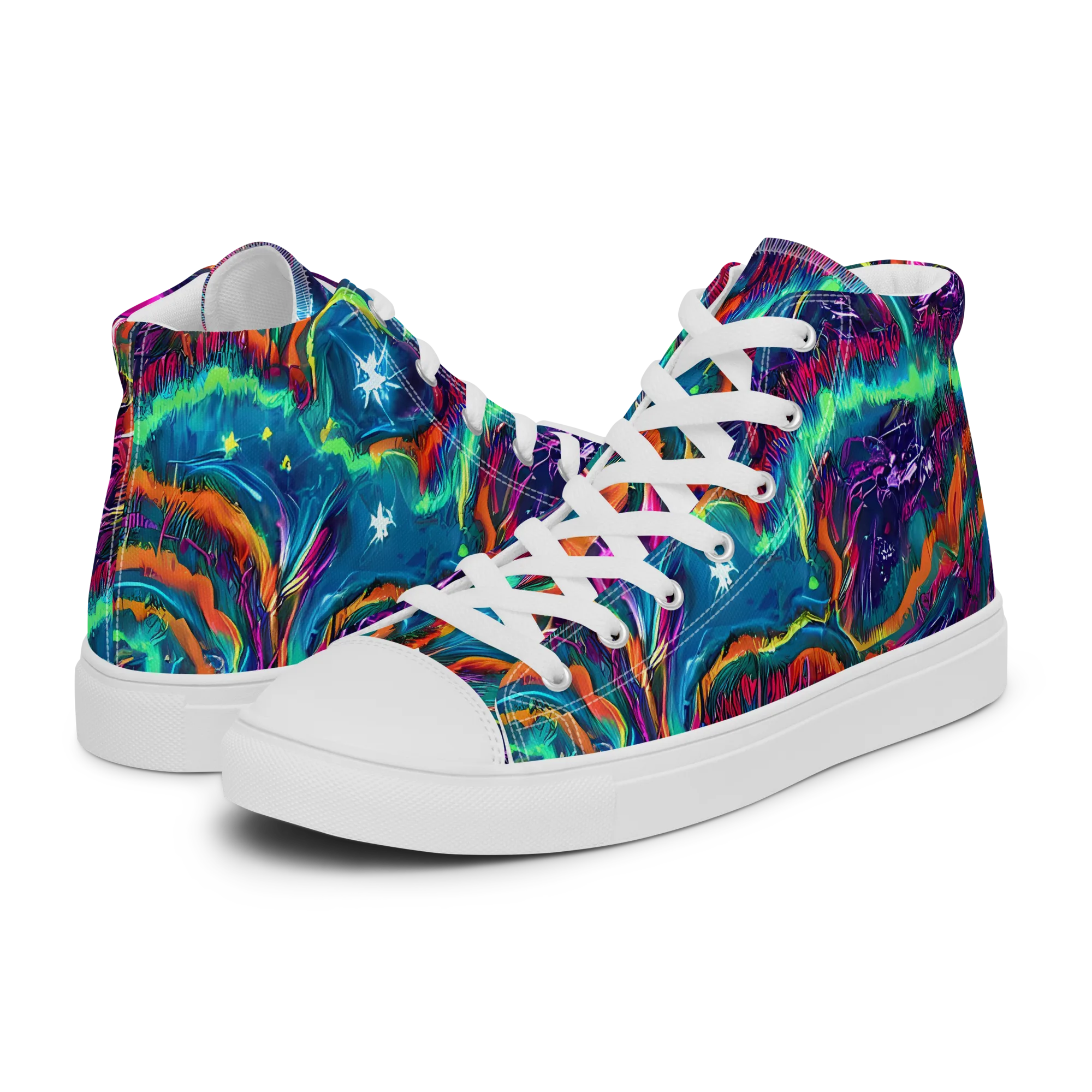 Dreamwave Bloom on Women's High Top Canvas Shoes — Left