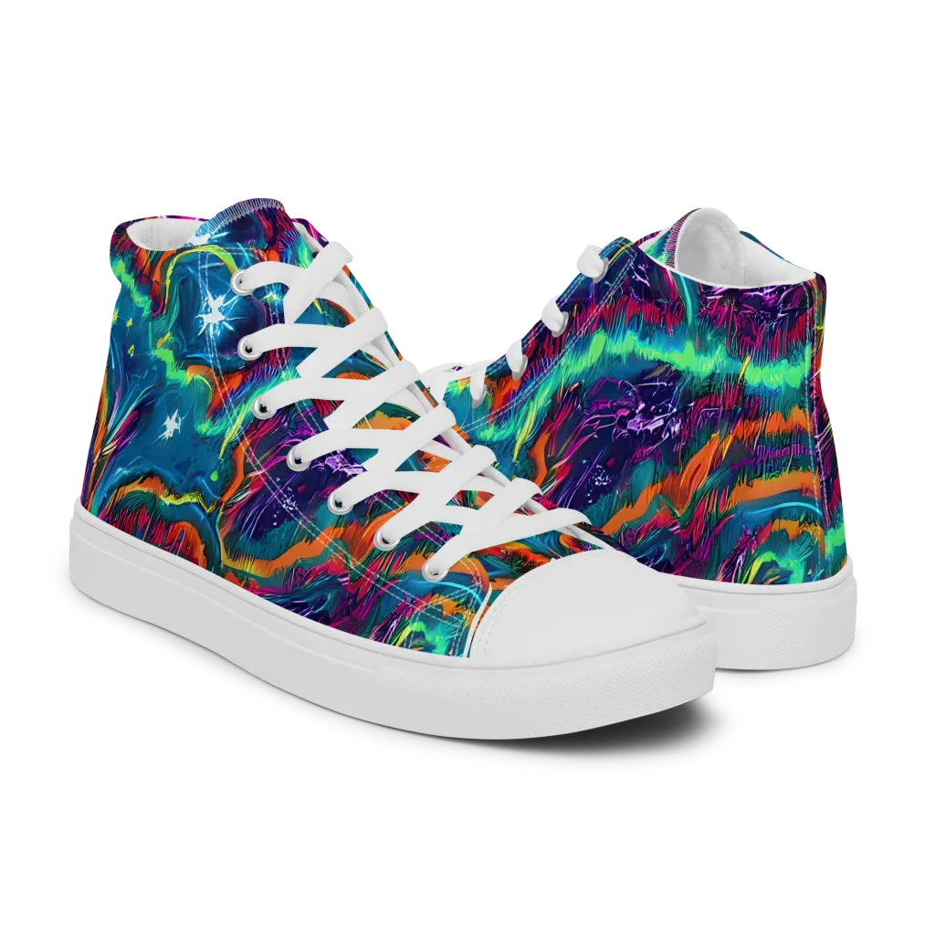 Dreamwave Bloom on Women's High Top Canvas Shoes — Right