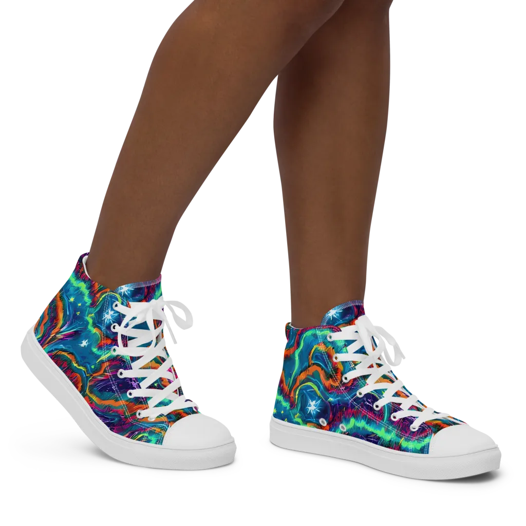 Dreamwave Bloom on Women's High Top Canvas Shoes — Right
