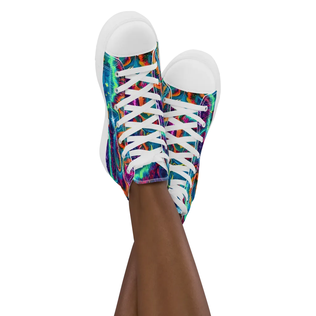 Dreamwave Bloom on Women's High Top Canvas Shoes — Front