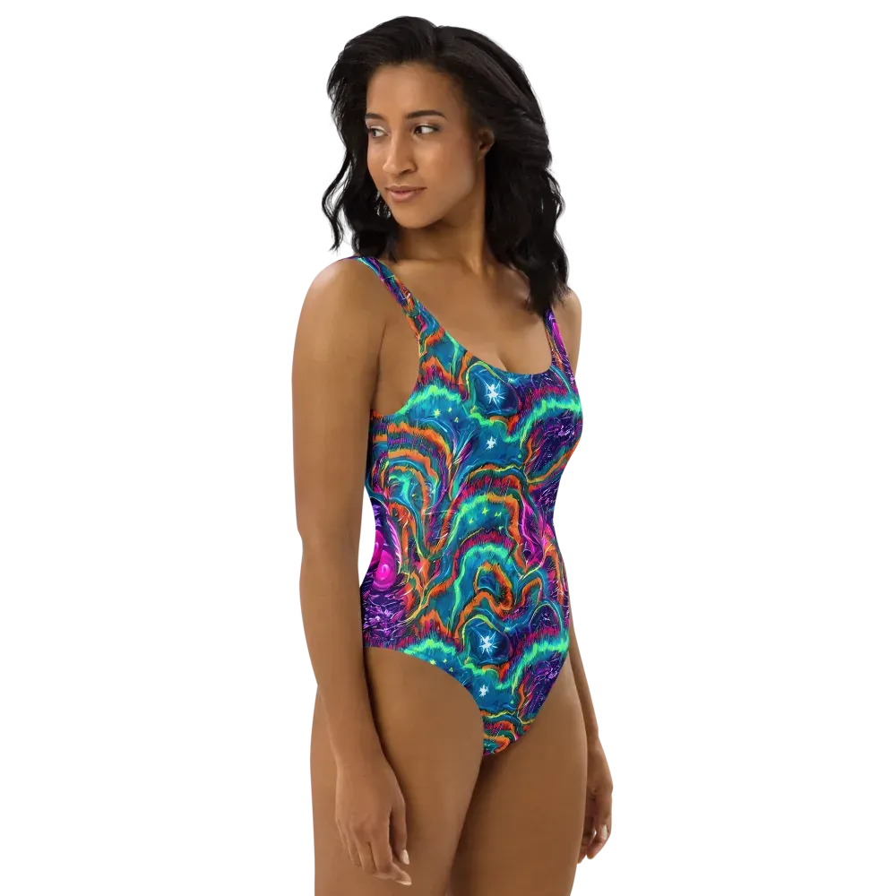 Dreamwave Bloom on One-Piece Swimsuit — Right