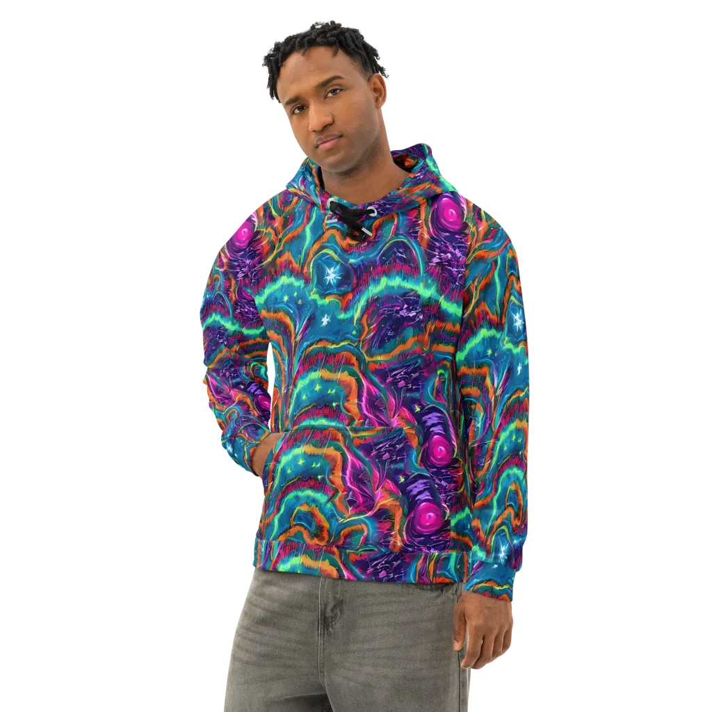 Dreamwave Bloom on Cotton Hoodie — Left Front