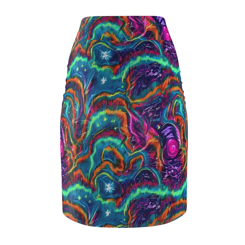 Dreamwave Bloom on Pencil Skirt — Back