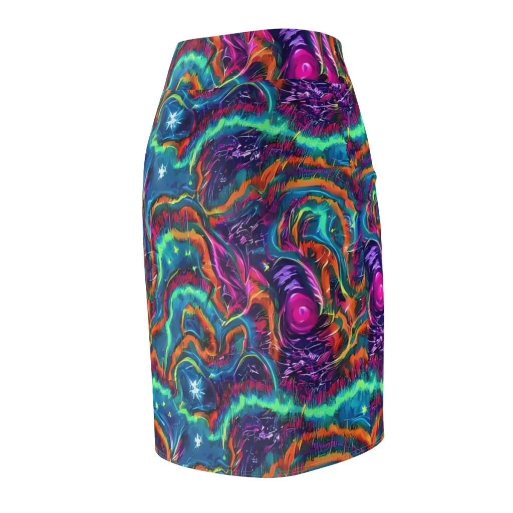 Dreamwave Bloom on Pencil Skirt — Back Side
