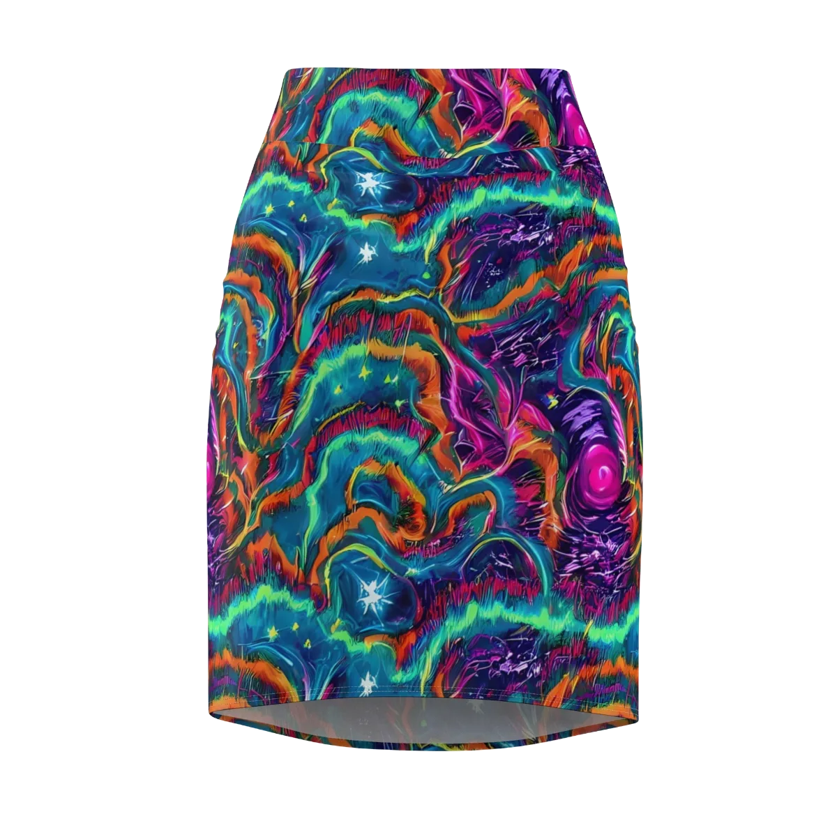 Dreamwave Bloom on Pencil Skirt — Front