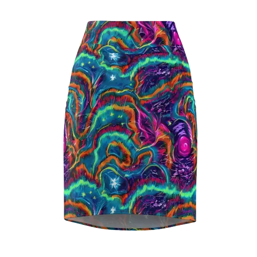 Dreamwave Bloom on a Pencil Skirt