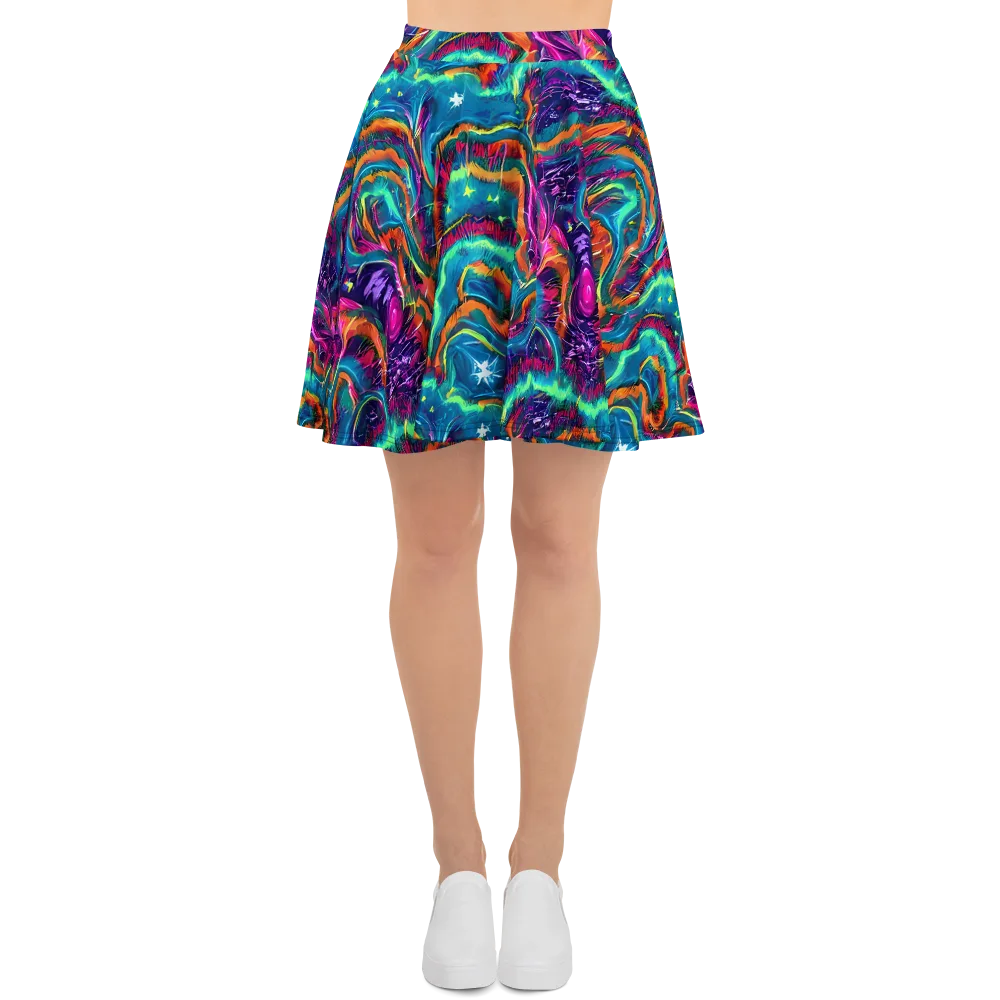 Dreamwave Bloom on Skater Skirt — Front