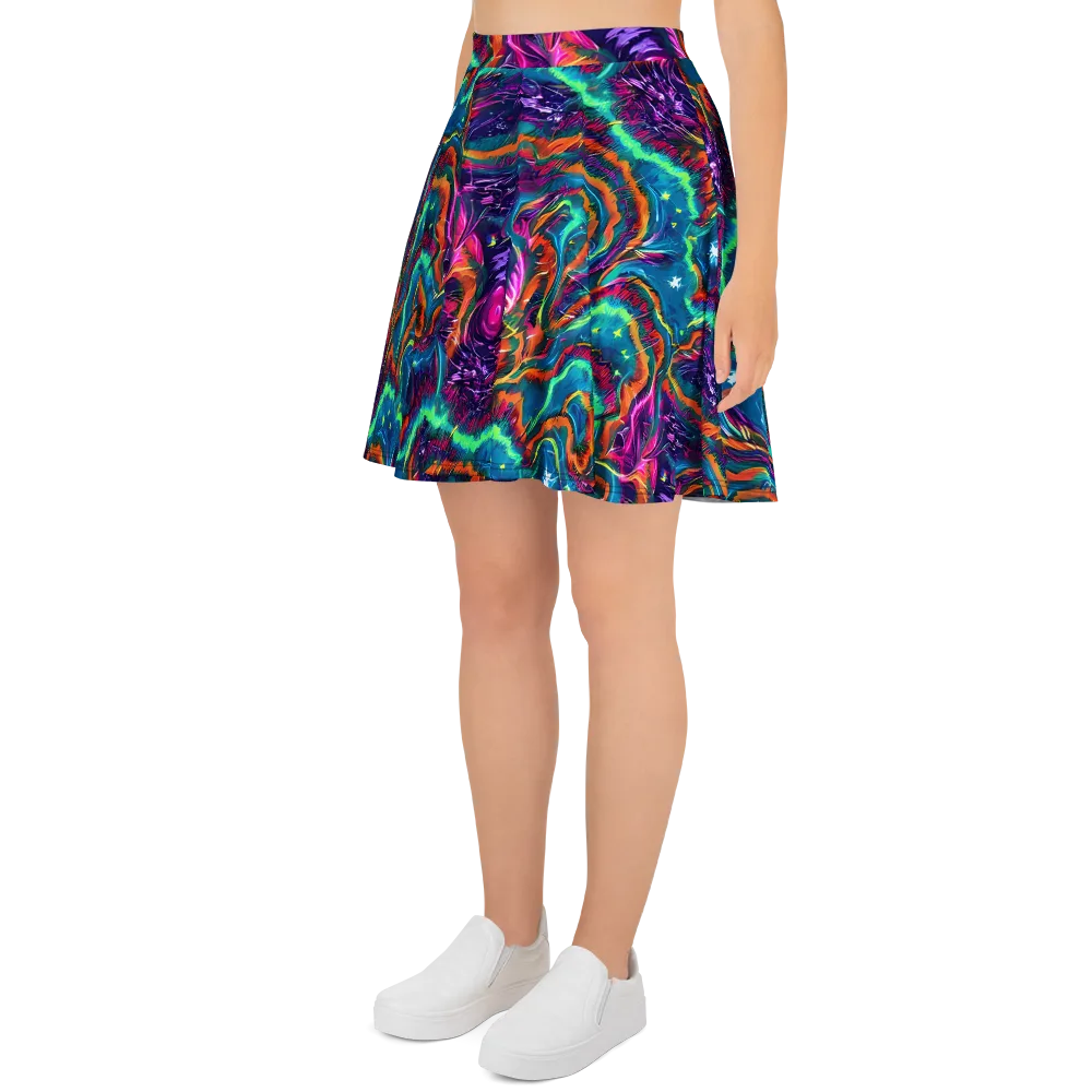 Dreamwave Bloom on Skater Skirt — Left