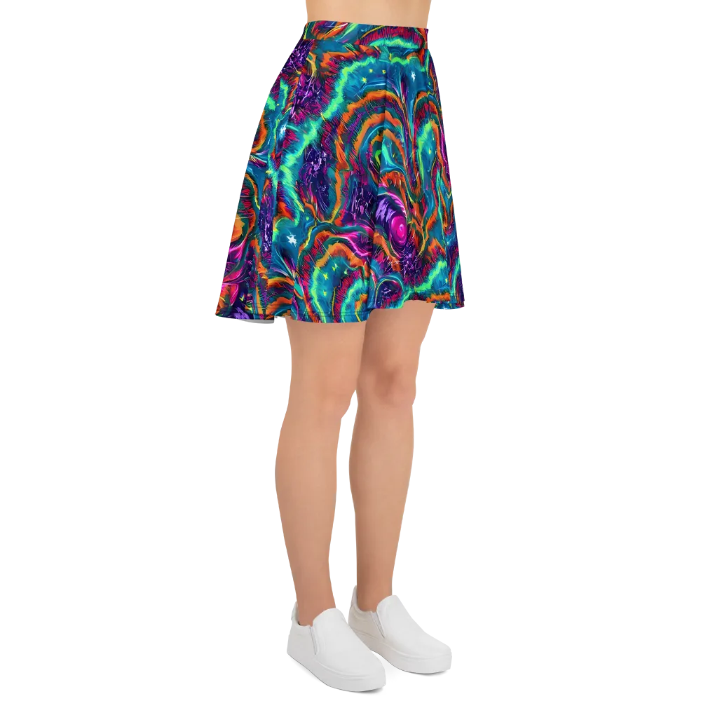 Dreamwave Bloom on Skater Skirt — Right
