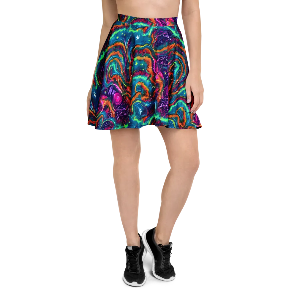 Dreamwave Bloom on Skater Skirt — Front