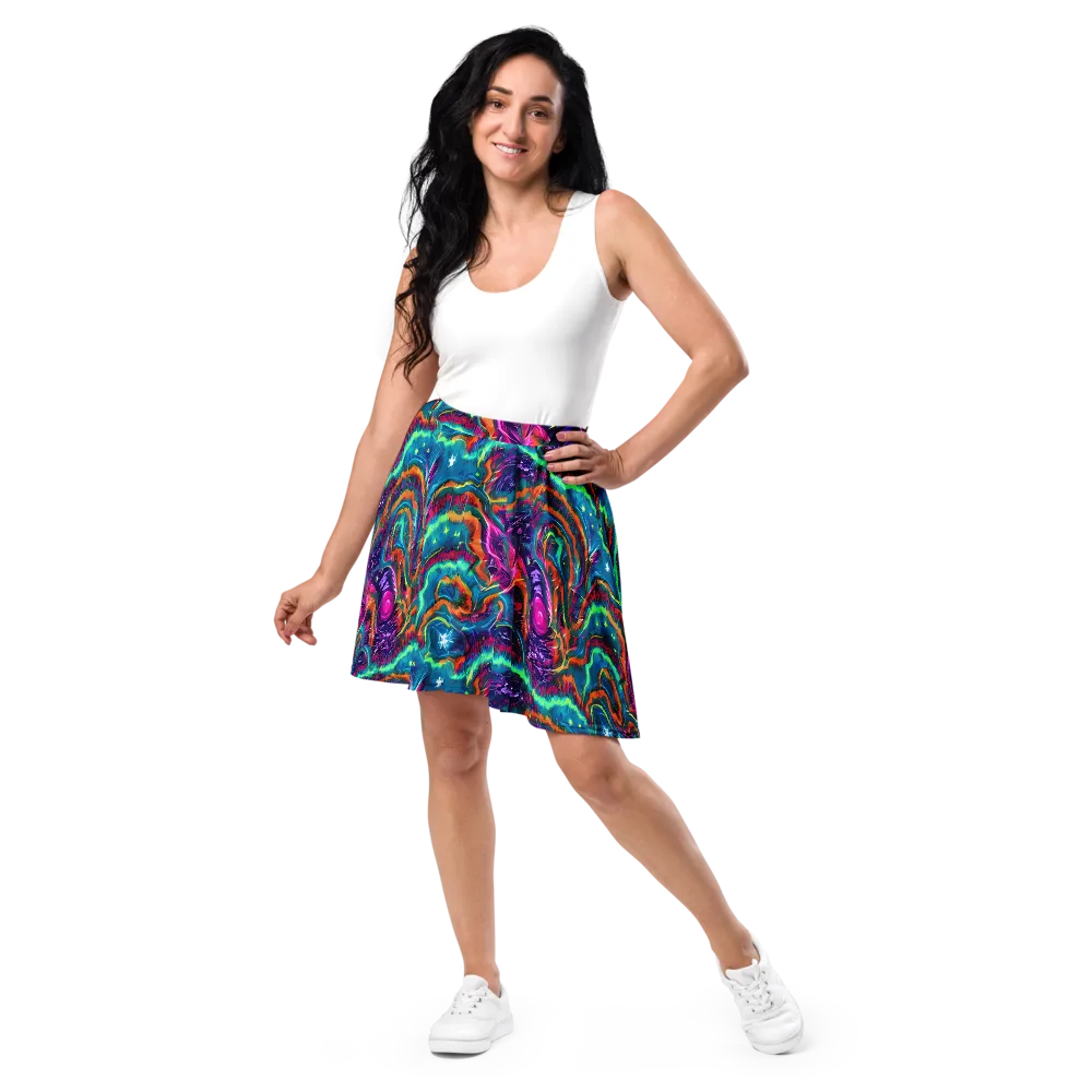 Dreamwave Bloom on Skater Skirt — Front