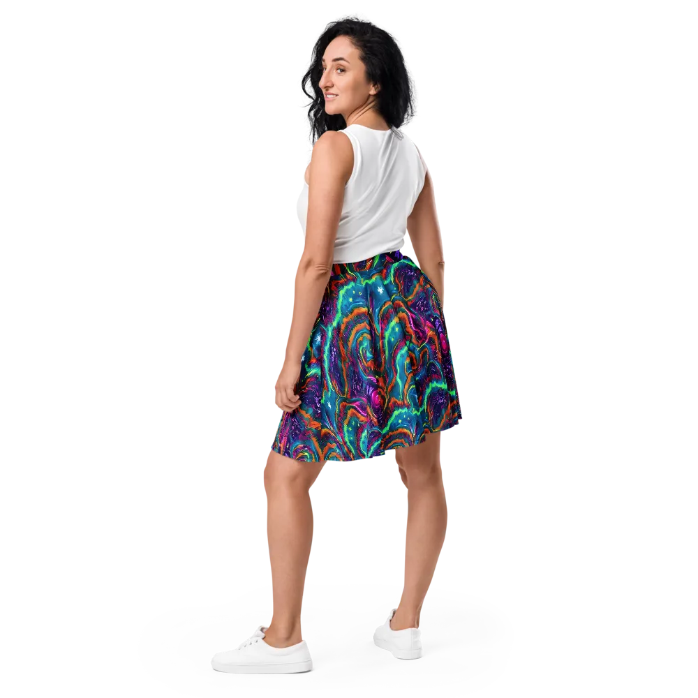Dreamwave Bloom on Skater Skirt — Back