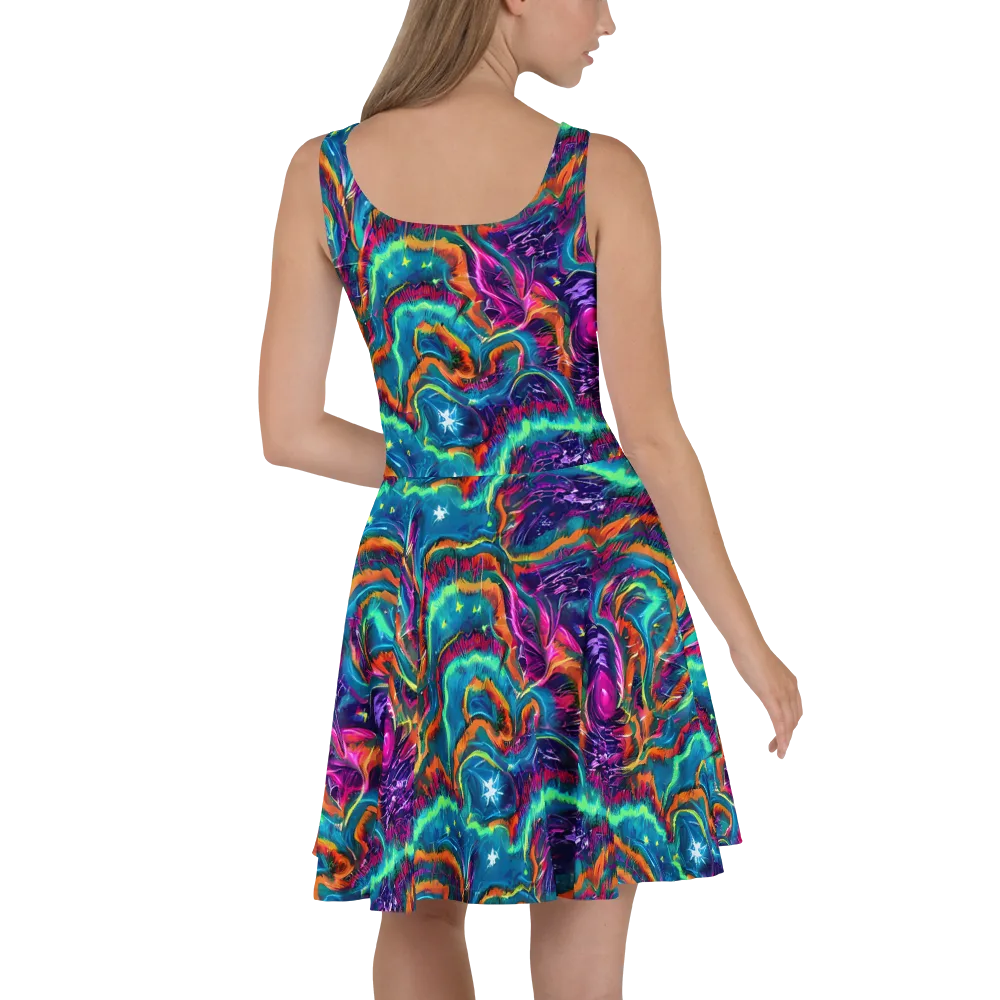 Dreamwave Bloom on Skater Dress — Back