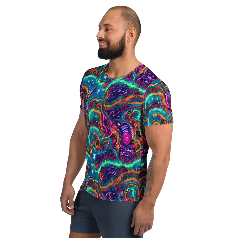 Dreamwave Bloom on Men's Athletic T-Shirt — Left