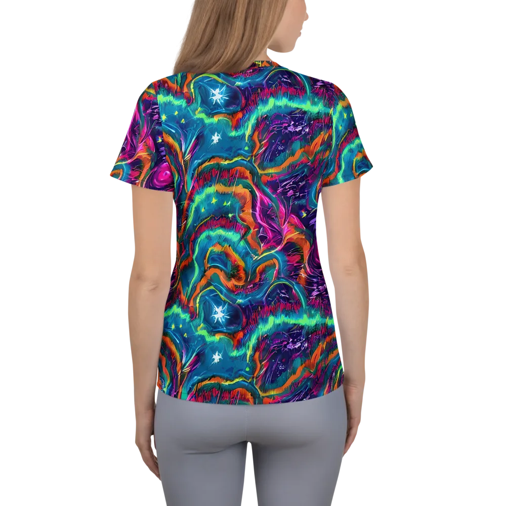 Dreamwave Bloom on Women's Athletic T-Shirt — Back