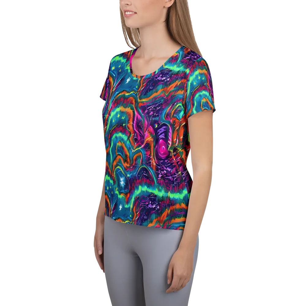 Dreamwave Bloom on Women's Athletic T-Shirt — Left