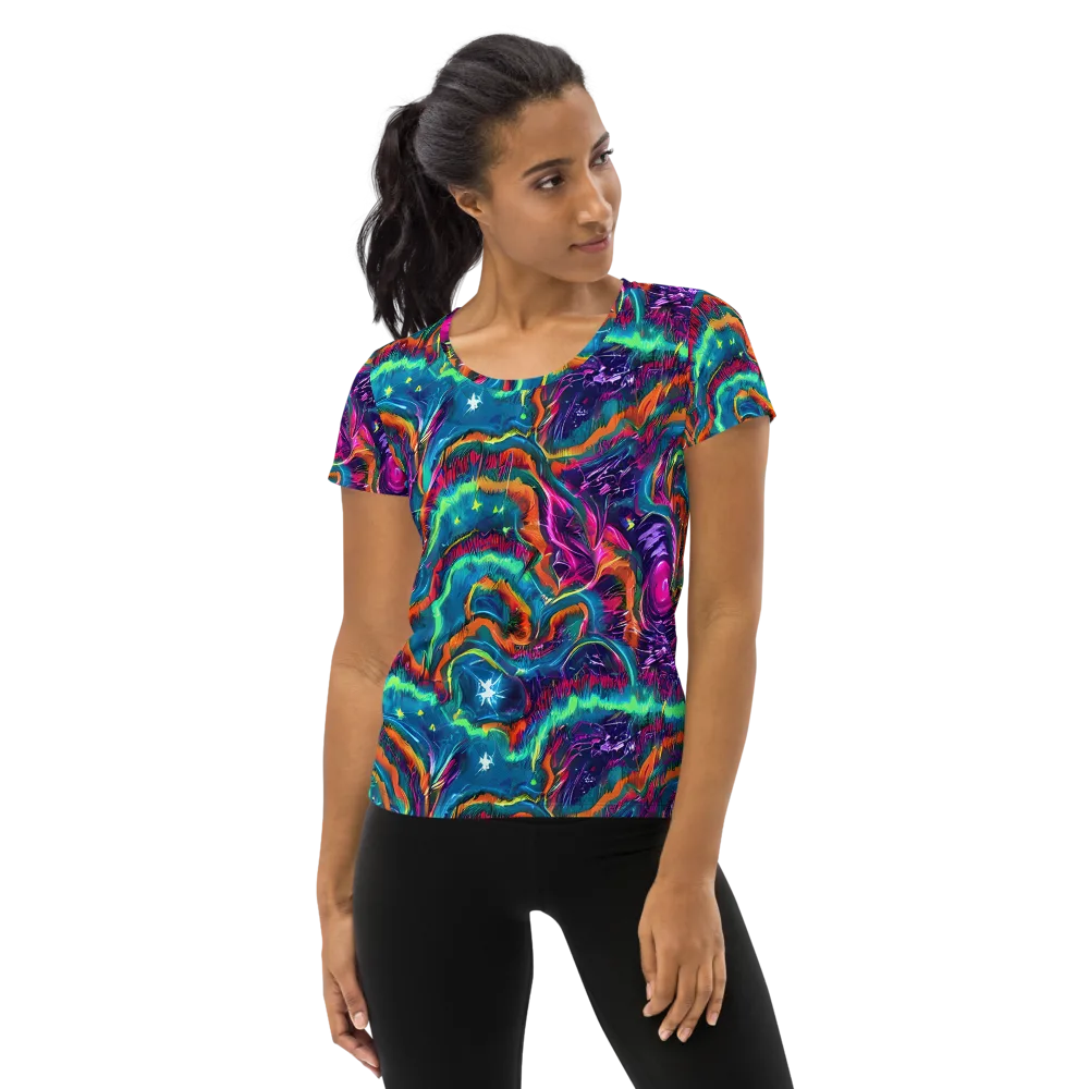 Dreamwave Bloom on Women's Athletic T-Shirt — Front